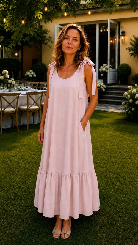 Linen dress Charlote Old pink 