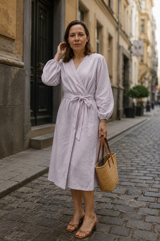 Linen erap dress Grey